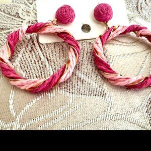 pink and gold dangle earrings for women